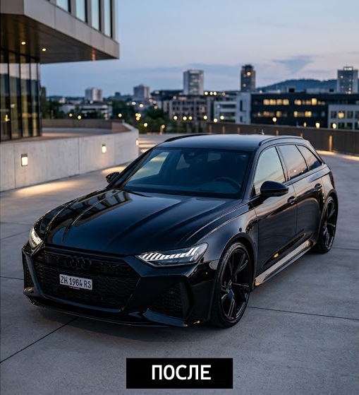 Audi RS6 Avant после детейлинга: глубокий чёрный глянец